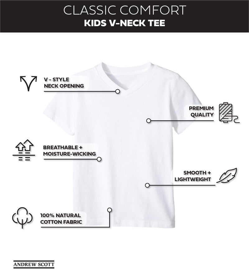 Andrew Scott Boys' V Neck T Shirt | Cotton Color Undershirts | 100% Cotton Tees in Multi Packs - Image 2